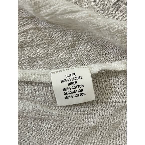 Anthropologie Conditions Apply Kaftan Cover Up Cotton Boho M White Embroidered - Picture 8 of 10